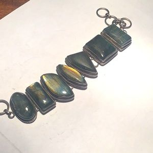 LABRADORITE 7 Link Bracelet, Handcrafted and Artisan Designed. Labradorescence.
